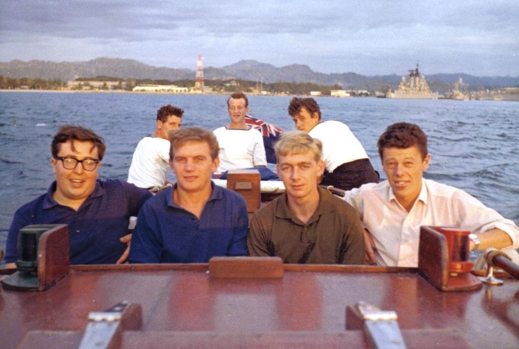 Tidepool, Subic Bay, 10th January 1965.
Reg Barrett, Dave Burns, Joe Whittaker, Roger Butterfield.
Keywords: Reg Barrett;Dave Burns;Joe Whittaker;Roger Butterfield