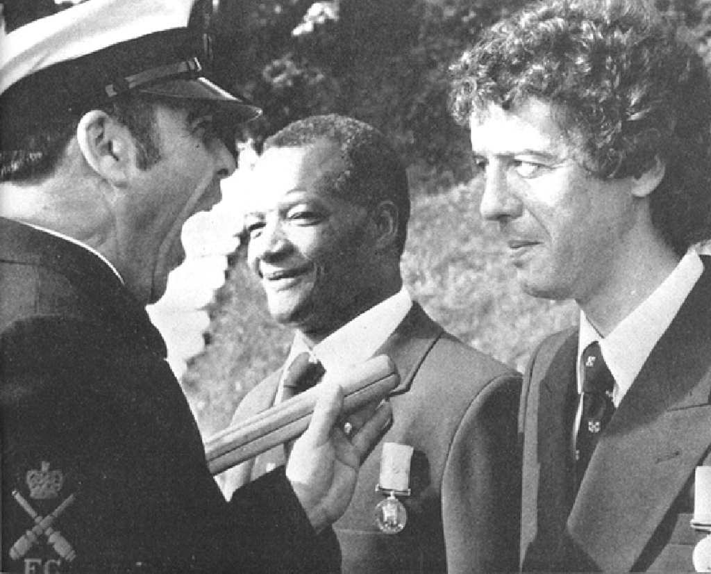 Paddy Hall preparing for the Falklands War Celebrations 
