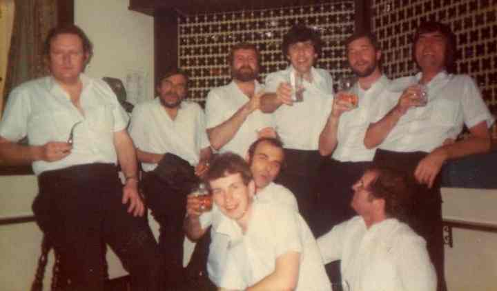 RFA FORT AUSTIN 1982
Messrs Souter, Quirk, Dyer, Lane, Marriott, Spy, Beaumont, McKee and Nicholson.

