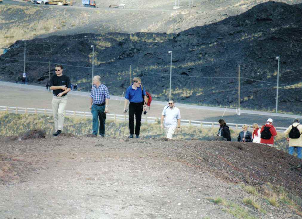Lee Cloughtman, Donald Carmichael, Richard Barr and Ian Marshall 
on Mt Etna 2001 
