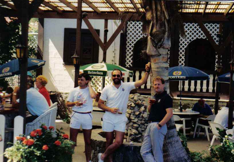 Tortola, BVI Feb 1990
David McQueen, Mike Salmon, Jim Gray.  
