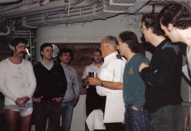 Graham Whatley SSK, Frank ? SA2, Peter Gray SA2, Alan Roach (as stated), Capt: ?, Tony Barrett SSK, Brian Adams SOG'D', Craig McIntyre SA2.
