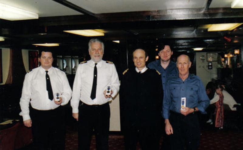 Tony Davies, Dave Walker, Captain Pelley, Paul Judge and Richard Wilson 
