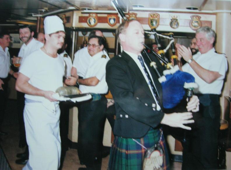 Donald Carmichael Piping In The Haggis on Regent.
Dave Maunder, Bill Pretswell, Tom Kennedy & Stuart Pearce
