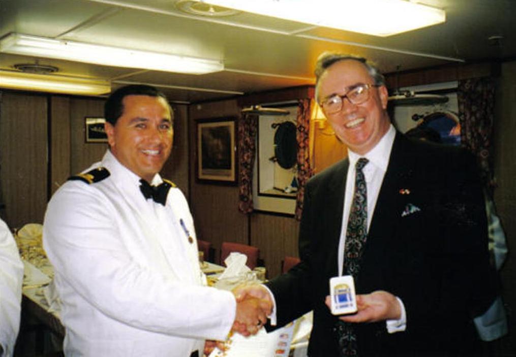 Kevin Cooper
RFA Fort  Grange 1999 Split  receiving NATO medal from His Excellency Colin Monroe, Ambassador to Croatia. 
 

