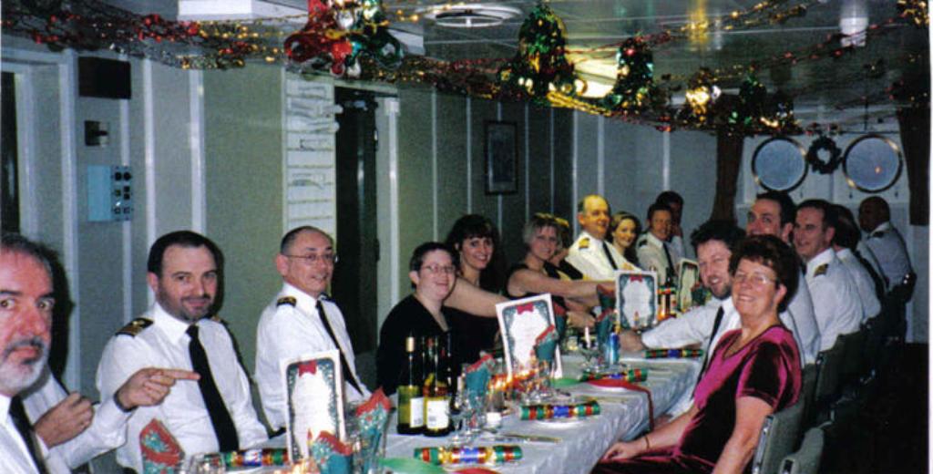  Officers Xmas Lunch RFA Fort Victoria
Dave Cooper, Scott Tait, Martin Khightley, Roy & Sandra Smith, Paul Cheeseman, Ralph Donkin.


