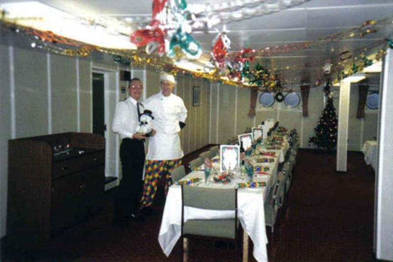 Mike Taylor &
RFA Fort Victoria Officers Saloon Xmas Day
