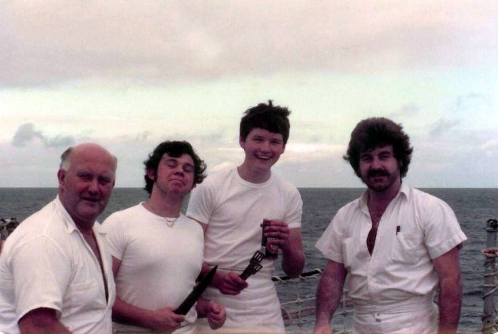 Galley Staff Fort Austin 1982
John Coombs, Adrian Bayliss, Ian Norsworthy, Jimmy Taylor.

