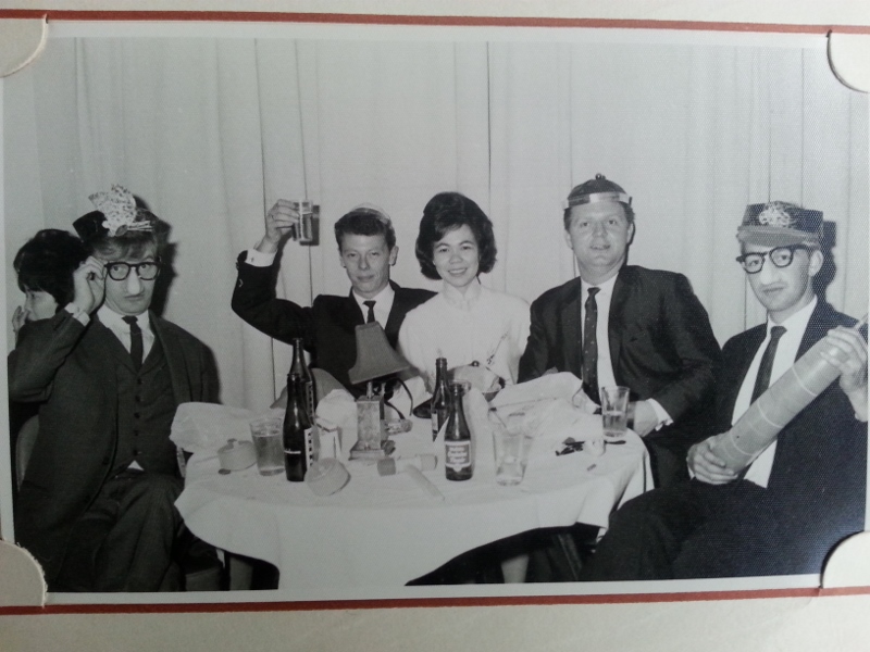 Champagne Restaurant, Kowloon
From left:  Dave Burns, Roger Butterfield, Geff Yeates, Joe Whittaker. 
