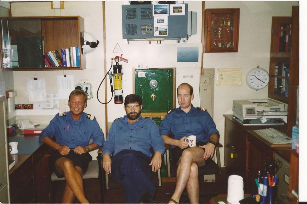 Drew, Ch.Off Thornton and Dr Paul
Olwen - 95 
Smoko
