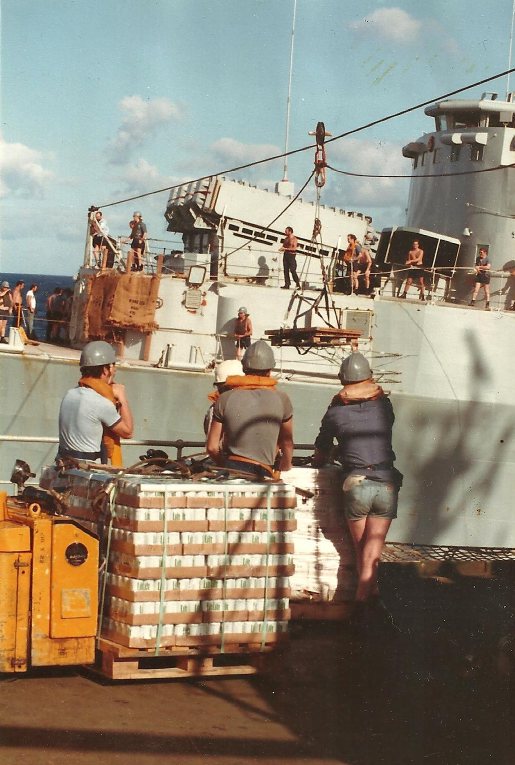 RFA Resource 1982
 RASing with HMS Glamorgan near Ascension.
