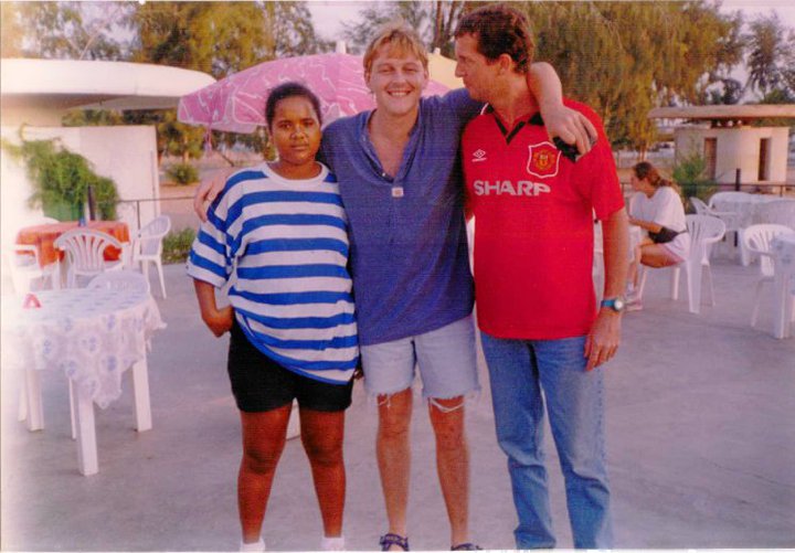 Ashore in Lobito Angola 1995
MM1 Lee Hafford and L/Man Les Ashton at the beach - Rastinga in Lobito 
