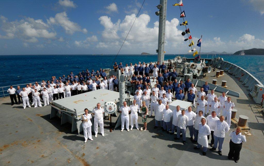 RFA / HMY Fort Rosalie 2012
The Royal Tour in Jubilee Year.
Pic. taken by Capt Bob Smith, CEO. Ship's Company Fort Rosalie, anchored in Grenadines during HMQ's Diamond Jubilee Tour of Windward and Leeward Islands, by the Earl & Countess of Wessex, embarked for 10 days.
