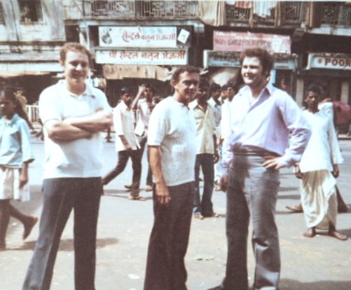 RFA Tidesurge. Bombay 1975. Tam Adams (Centre), Alan (Sledge)Wainwright (Right). Stuart Murray.
