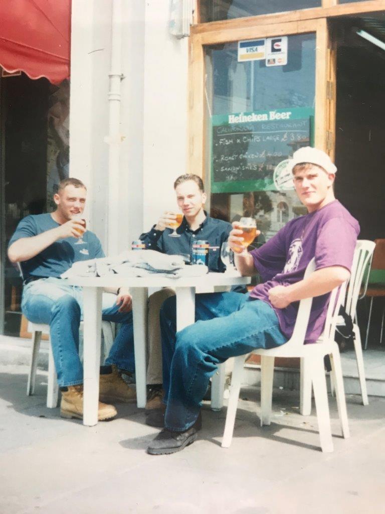 Hair cut run
Gig 1994 on the Olwen. Gary Milne (L), Gary Shields (C) and Ciaran Jefferies (R). Roy Temme taking the phot.
