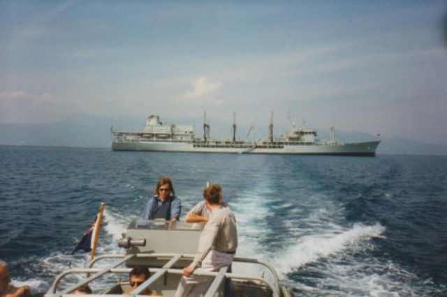 Olwen at anchor
RFA Olwen at anchor off Corfu
