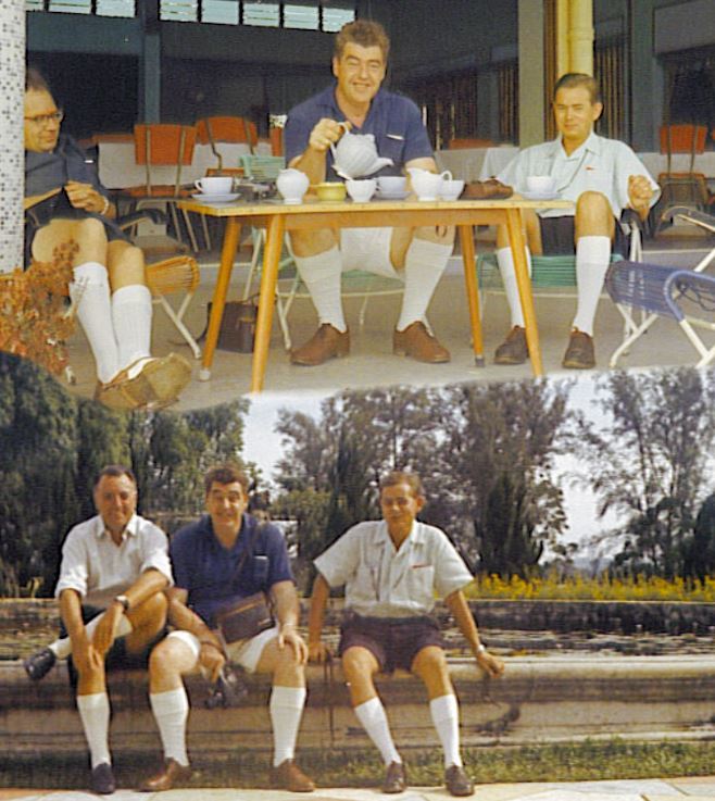 Ashore from Resurgent in Singapore 1964
Sid Cox, Ron Price, Rex Cooper & the Snr Fridge - Wally "Shinto" Shannon? 
