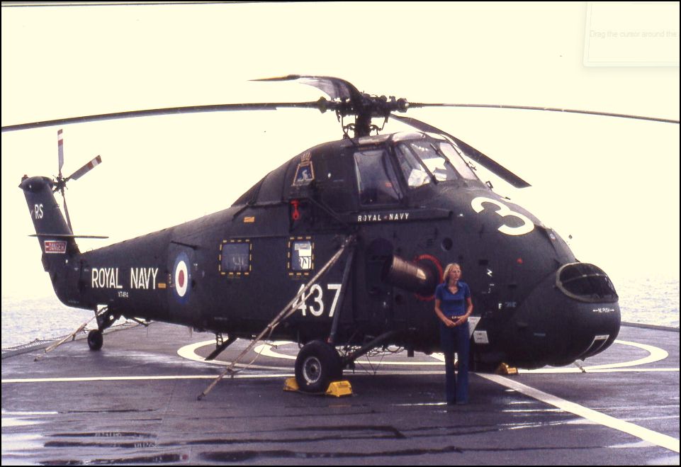 RFA Lyness 1976
Broken budgie resting on our flight deck. Wendy Packer making sure no one stole it.
