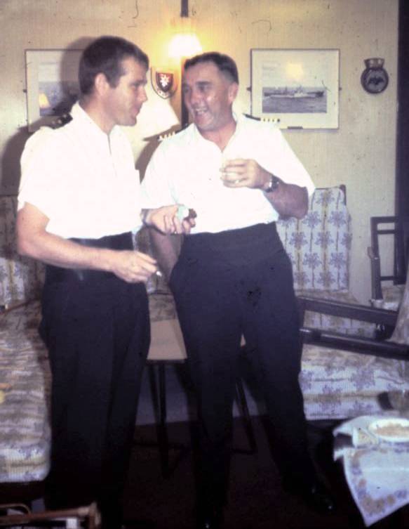 John Orchard with Captain EDJ Evans
Tidereach 1965 
From Sandy Mitchell. 
