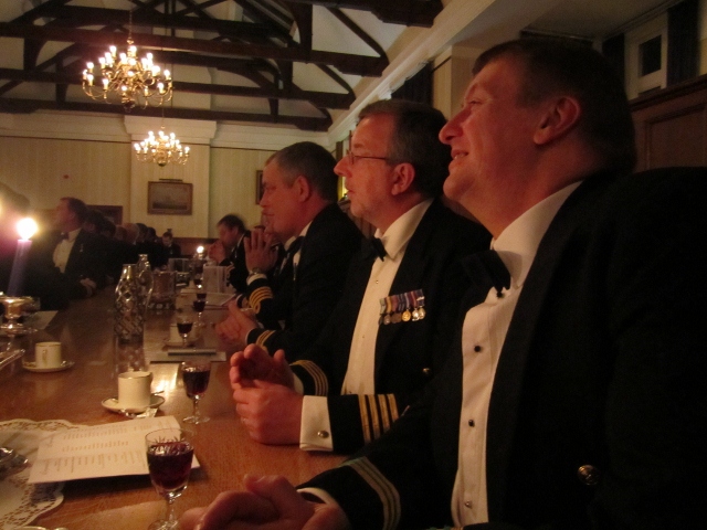 Traf Night @ HMS Excellent
Capt Dorey and Ivor Coombes listening intently to the guest speaker
