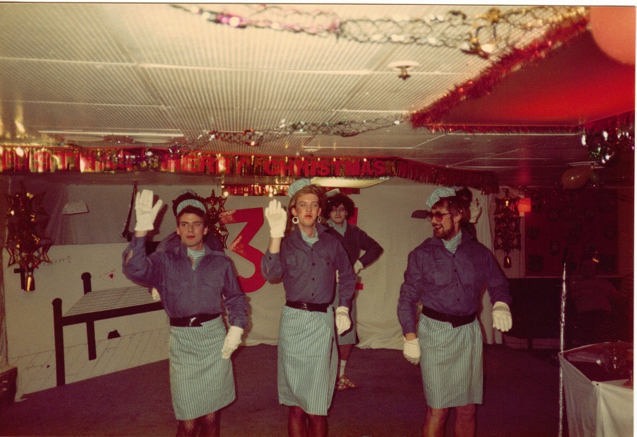 Another Xmas show pic RFA FORT AUSTIN 1985
Looks to be a Catering Department entry. 
