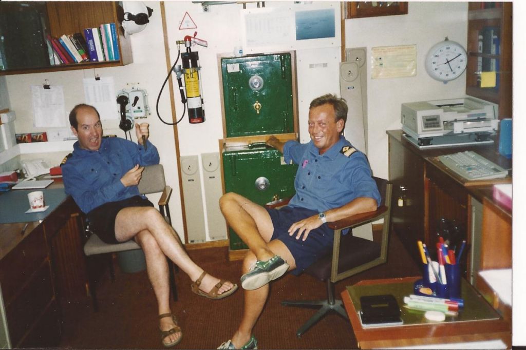 Dr Paul Baylis and Rupert Drew
Ships Office - Olwen - 1995
