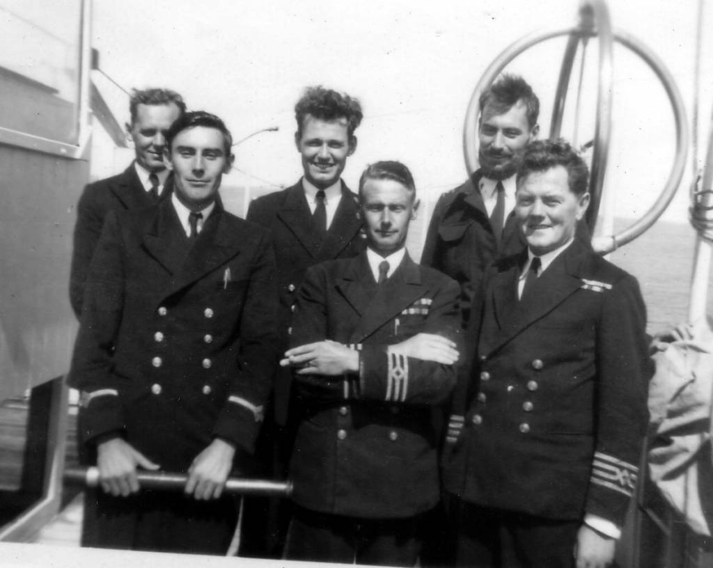 RFA Wave Master 1950
Centre - Ch.Off Roy Seccombe. On the right are 2/O Archie Proudlock & Captain Bill Curlett
