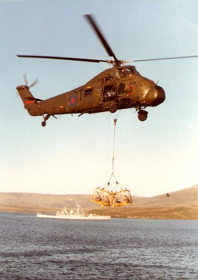 Resource Wessex
RFA Resource's Wessex - HMS Yarmouth(?) in background. San Carlos, 1982
Keywords: Resource Wessex