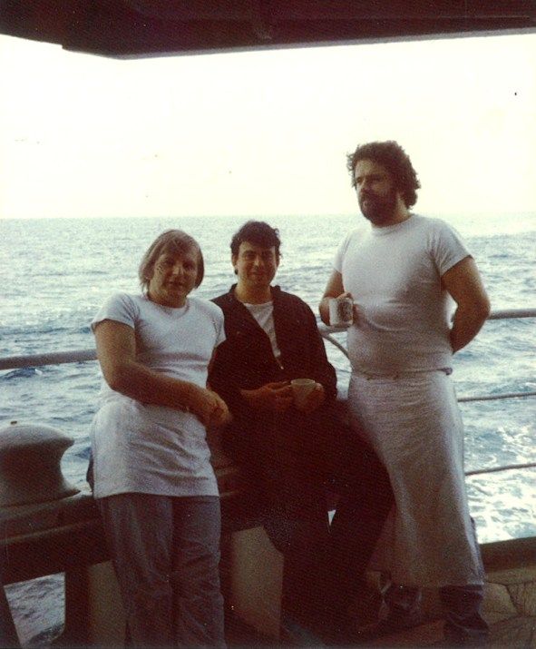Mark Stribling, Michael Photieo, Alastair Ruthven  
RFA Regent Catering Dept & Ships Plumber 1980


