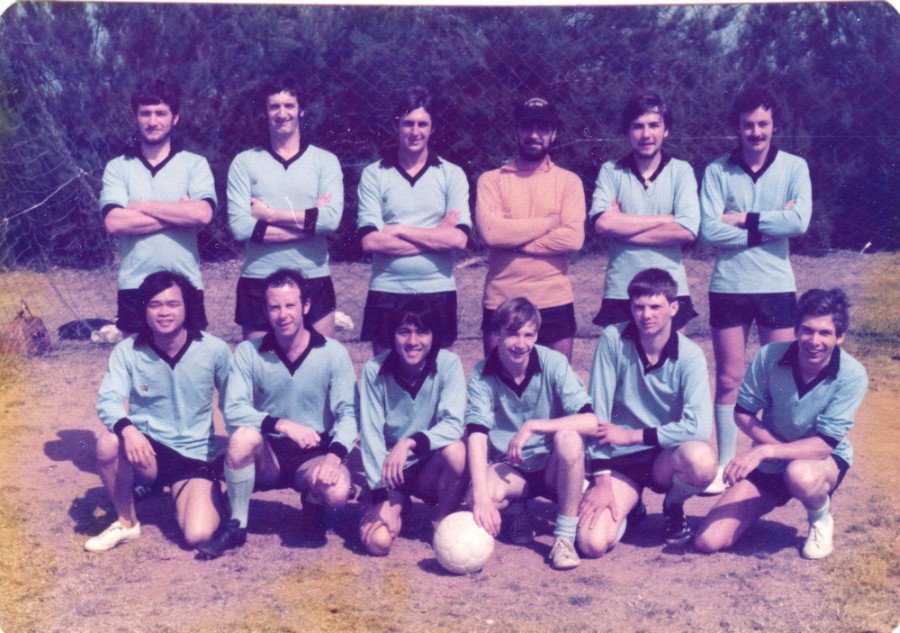 STROMNESS   Football Team 1979
 Cadet , Dave Mackenzie, Cadet, Marcus Smith , Cadet , Graham Collins 
  ? , R/O Adrian Stern, ? , Cadet , Cadet , Cadet 
